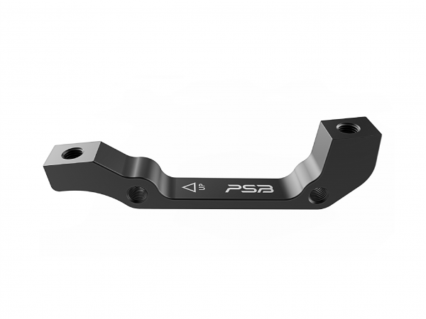 This adapter allows the use of 160mm rotors with PM calipers on a IS front fork.