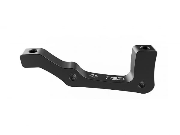 This adapter allows the use of 203mm rotors with PM calipers on a IS front fork.